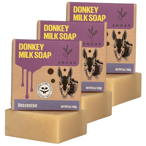 Unscented Donkey Milk Soap Bar - Natural Handmade Soap for Sensitive Skin, 5oz (Pack of 3)