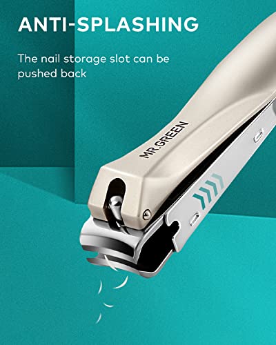 MR.GREEN M-1210plus Nail Clippers for Thick Nails - Professional Stainless Steel Cutter with Catcher