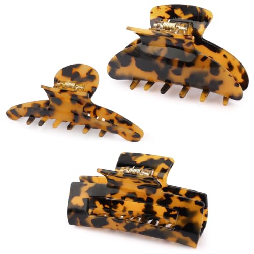 FASOTY Tortoise Shell Hair Claw Clips Set - Large Non-Slip Hair Accessories for Women