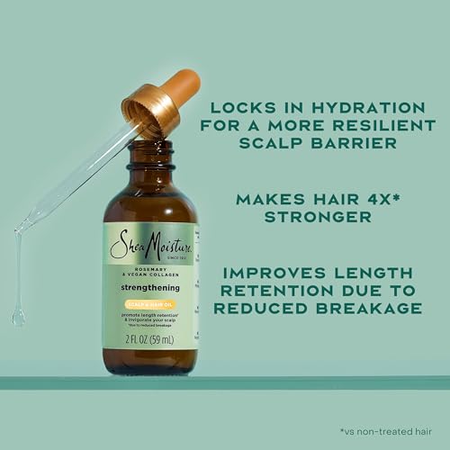 SheaMoisture Rosemary & Vegan Collagen Scalp & Hair Oil 2oz Pack of 2 - Strengthening & Hydrating