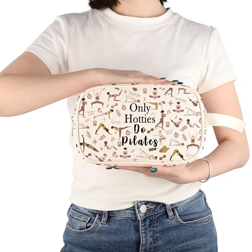 Only Hotties Do Pilates Makeup Bag - Canvas Cosmetic Pouch for Instructors