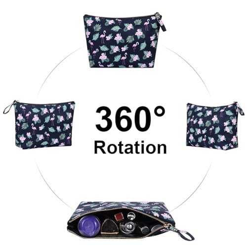 Flamingo Zippered Makeup Bag - Travel Cosmetic Pouch for Women