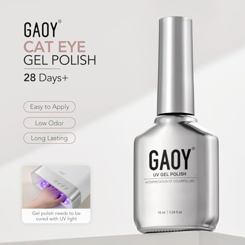 GAOY Pink Cat Eye Gel Nail Polish - Holographic 16ml UV Gel