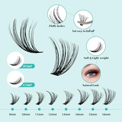AMZGIRL 320Pcs Lash Clusters Kit 30D & 40D D Curl 9-16mm