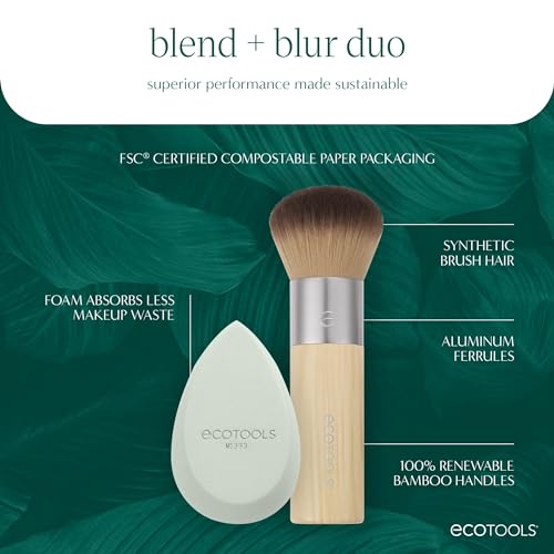 EcoTools Blend + Blur Makeup Brush & Sponge Duo for Flawless Finish