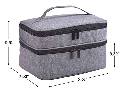 ZFZGFRCS Grey Nail Polish Organizer Bag Holds 30 Bottles Double Layer Travel Case