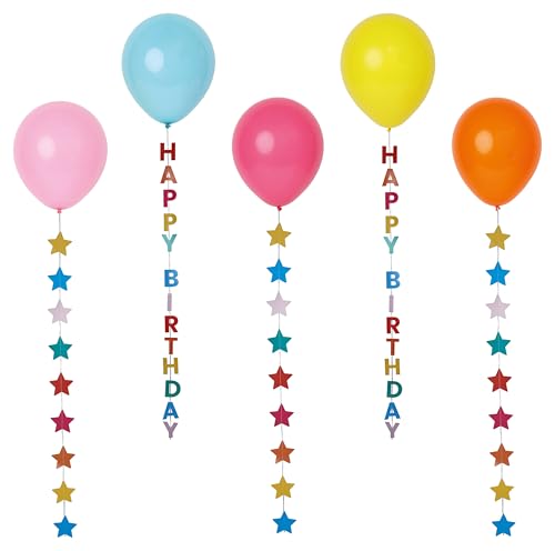 Talking Tables 5-Pack Colorful Star Balloons for Birthday Parties