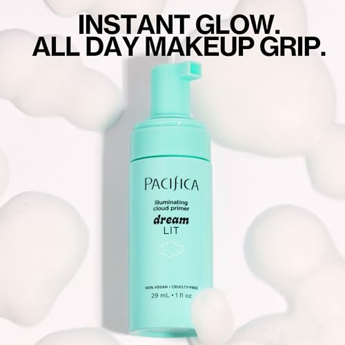 Pacifica Dreamlit Illuminating Cloud Primer with Vitamin C & Hyaluronic Acid – Hydrating, Brightening, Long-Lasting Face Makeup Base – 1 Fl Oz