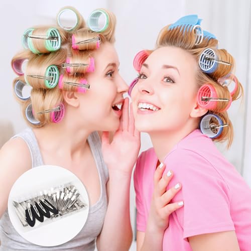44Pcs Metal Duckbill Hair Clips for Women - Silver & Black