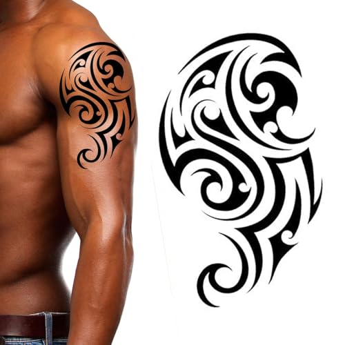 Tatodays 4 Pack Tribal Hawaiian Temporary Tattoos - Body Art Stickers for Arms & Shoulders