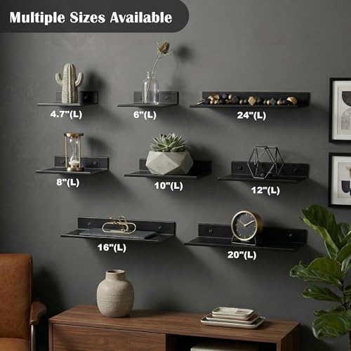 Z metnal 10-Inch Matt Black Floating Shelf - Durable Aluminum Wall Mount