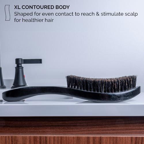ZEUS Boar Bristle Beard and Hair Brush - Long Handle Beechwood Grooming Brush