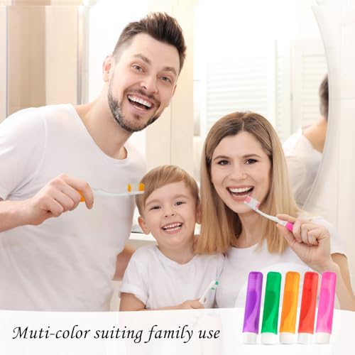 iRFKCIOW 5 Pack Mini Folding Travel Toothbrush Set with Cases - Soft Bristles, Portable & Individually Wrapped, Red, Purple, Green, Orange, Pink