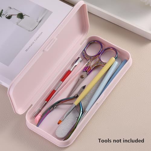Pink Nail Art Tool Storage Box - Portable Organizer for Manicure