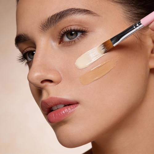 12 Pcs Pink Flat Concealer Brush Set for Eyeshadow & Makeup