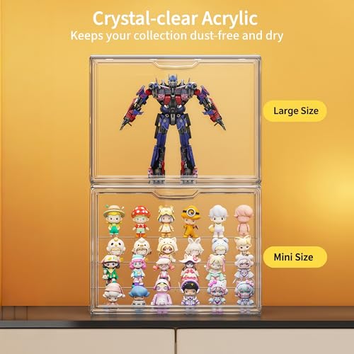 HuixinAcrli Fourth Floor Acrylic Collectible Display Box with Magnetic Door, Stackable Dustproof Shelves