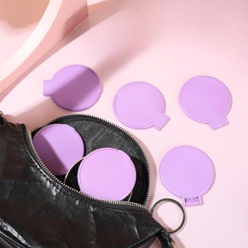 24 Pcs Compact Pocket Mirrors - Purple Folding Makeup Mirror for Travel