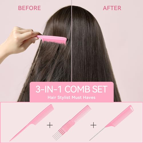 TsMADDTs 3-Piece Hair Combs Set for All Hair Types - Detangle & Style