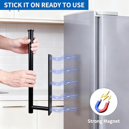Magnetic Paper Towel Holder - No Drill, Black Stainless Steel