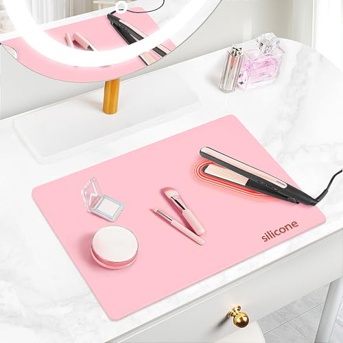 Heat Resistant Silicone Makeup Mat - 15.7 x 11.8 in, Pink