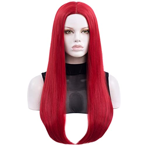 Long Red Synthetic Wig for Women - 27 Inch Straight Cosplay Hair