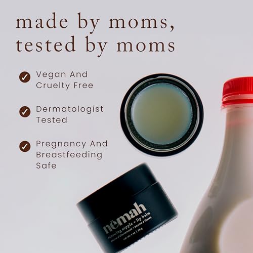 Nemah Nipple Cream, Nipple Cream For Breastfeeding, 2 In 1 Nursing Balm And Lip Balm, Non-Greasy Balm With Calendula Jojoba Mango For Dry Skin, Postpartum Essentials, Vegan and Cruelty-Free, 1 Oz