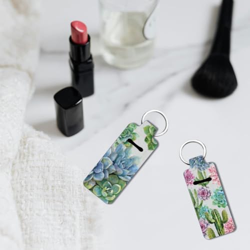 FREEBLOSS Marble Lip Balm Holder Keychain with Pattern1 - Portable Lipstick Case
