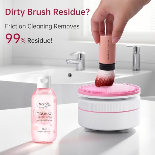 Norate 2-Piece Electric Makeup Brush Cleaner Set with Deep Cleaning Solution