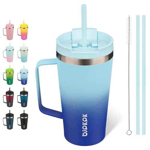 BJPKPK 18oz Insulated Tumbler with Handle & Straw - BPA Free