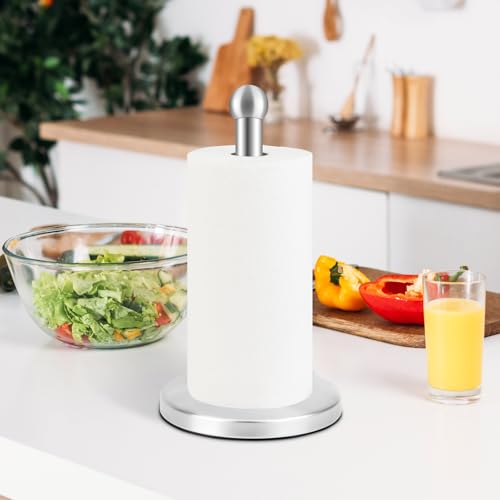 Stainless Steel Paper Towel Holder with Weighted Base - Silver