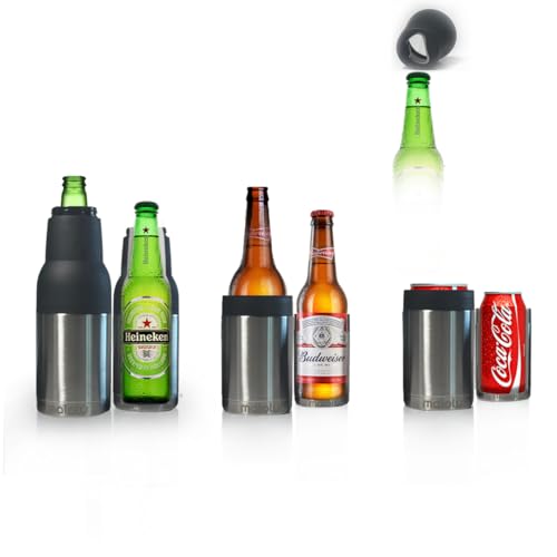 Stainless Steel Beer Bottle Insulator with Can Opener - 12 oz