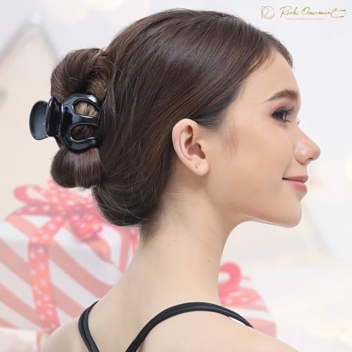 RC ROCHE Octopus Claw Clips for Thick Hair, 6-Pack Medium Black Clips