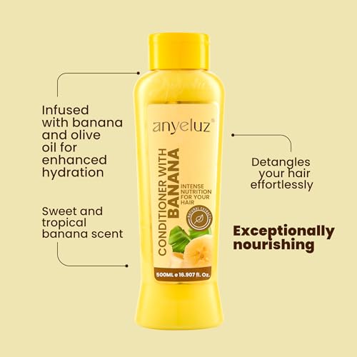 ANYELUZ Banana Conditioner for Dry Hair with Olive Oil - 16.9 Fl Oz - Nourishing & Moisturizing