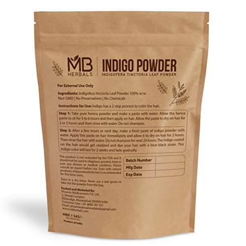 MB Herbals 1 LB (16 oz) Indigo Powder - 100% Pure Indigofera tinctoria Hair Color