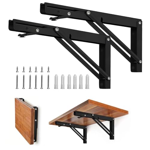 Storystore 8-Inch Folding Shelf Brackets - Heavy Duty Space-Saving Design
