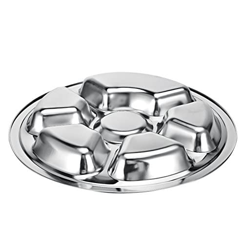 Litewoo 11.22" Stainless Steel Divided Plate - 6 Compartment Dinnerware