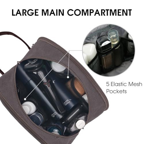 WANDF Men's Travel Toiletry Bag, Water-Resistant Canvas Dopp Kit