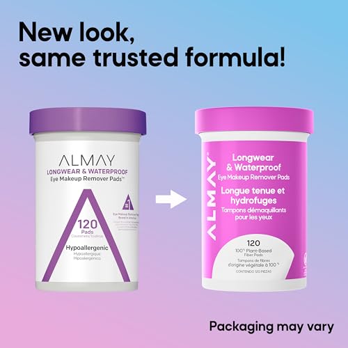 Almay Longwear & Waterproof Eye Makeup Remover Pads, 120 count(Packaging May Vary)