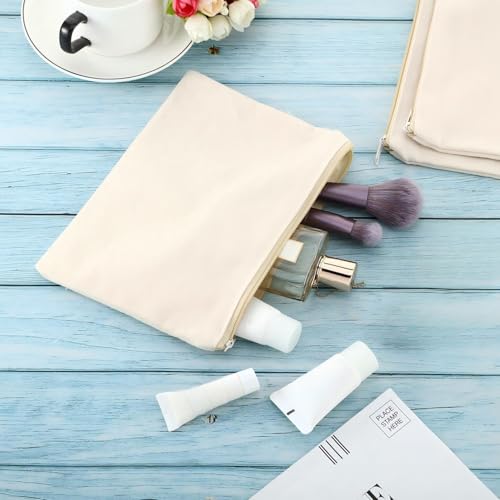 16-Pack Canvas Zipper Pouches - Multi-Purpose Cosmetic, Makeup, and Organizer Bags