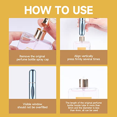 Yamadura 5ml Refillable Perfume Atomizer Bottle Set - Blue, Black, Gold, Pink for Travel & Outgoing (4 Pack)