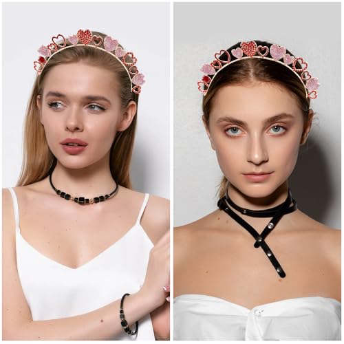 AHONEY Valentine Heart Red Headband for Women & Girls - Style 6