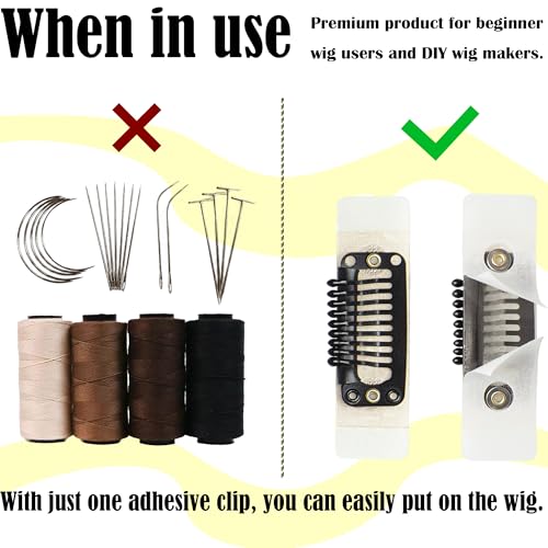 Black Metal Wig Clips - 6 Pack, 15x55mm, No-Sew Hair Extension Clips