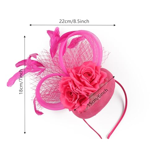 Rosered Fascinator Hat for Women - Elegant Tea Party Hair Clip