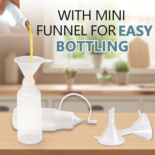 10ml Precision Tip Squeeze Bottles - 10 Pack with Funnels