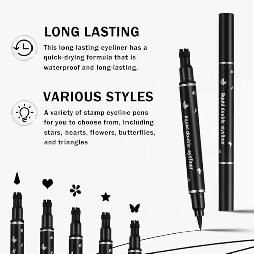 Double-Headed Black Eyeliner Stamp Pen Set for Easy Cat Eye Makeup
