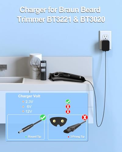 Braun Trimmer Charger for MGK and BT Series Models - Replacement Power Adapter