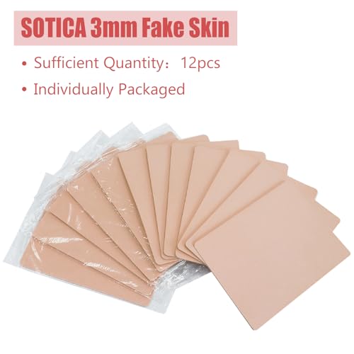 12Pcs 3mm Silicone Tattoo Practice Skins Double-Sided Fake Skin Sotica