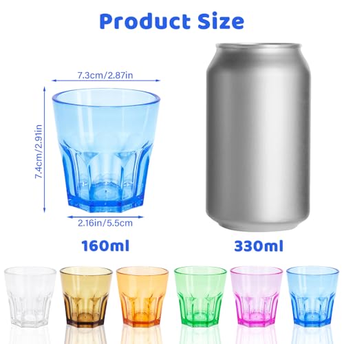 Unbreakable Acrylic Drinking Glasses Set of 6 - Colorful Tumblers for Kids & Parties