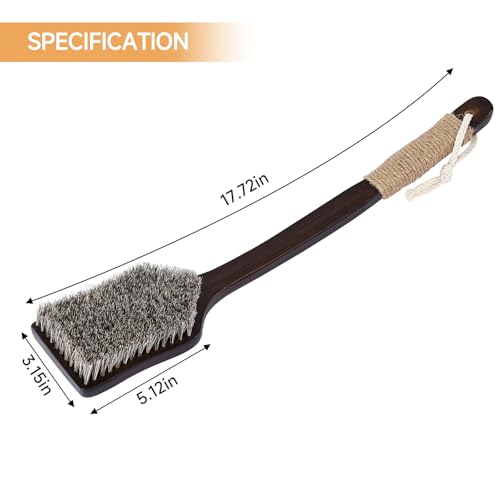 EnamelEVO Curved Long Handle Back Scrubber with Natural Stiff Bristles