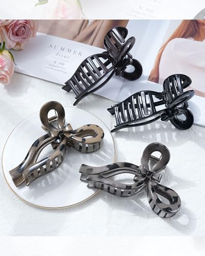 AWAYTR 4Pcs Large Bow Claw Clips for Thick Hair, Aesthetic Hair